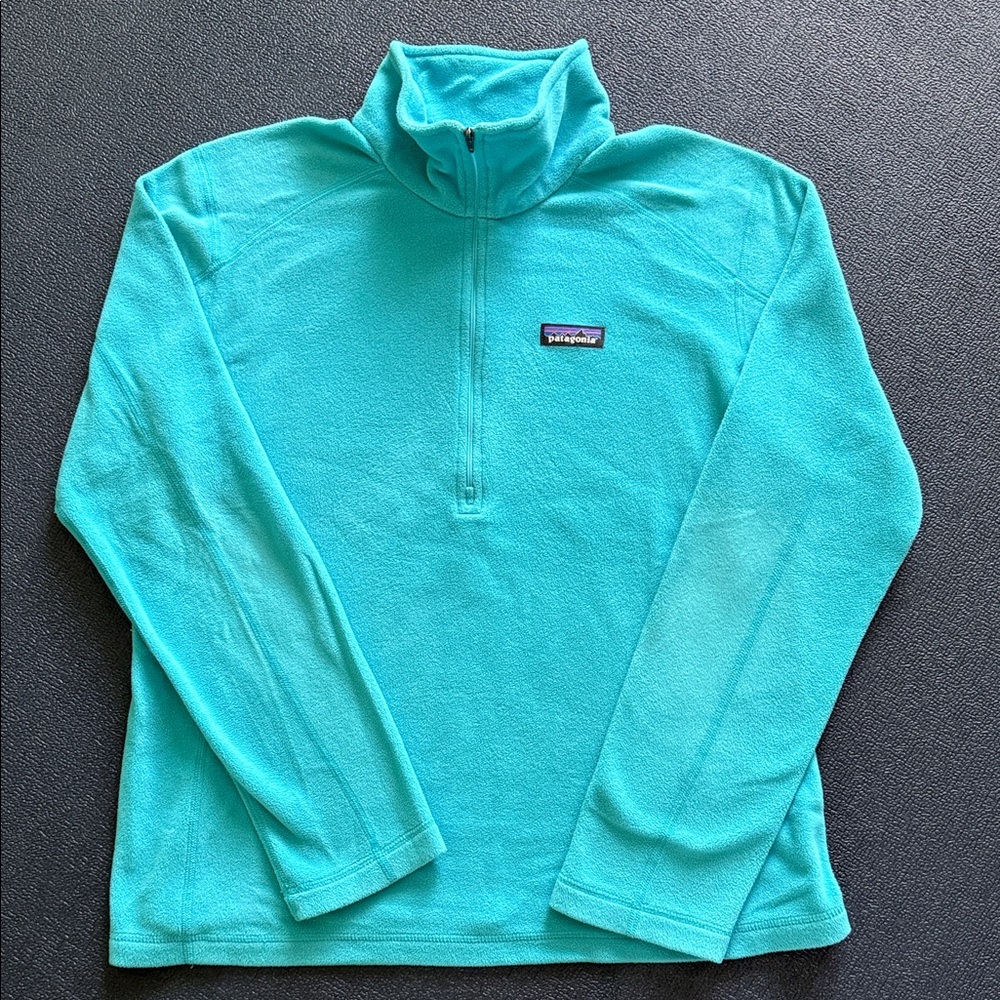Patagonia Aqua Blue Fleece Pullover Quarter Zip